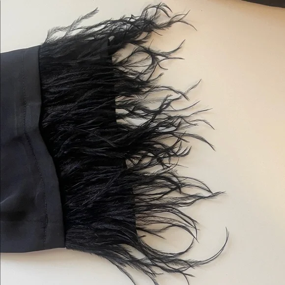 Vici Black Button Down Shirt with Feather Trim - Picture 3 of 4